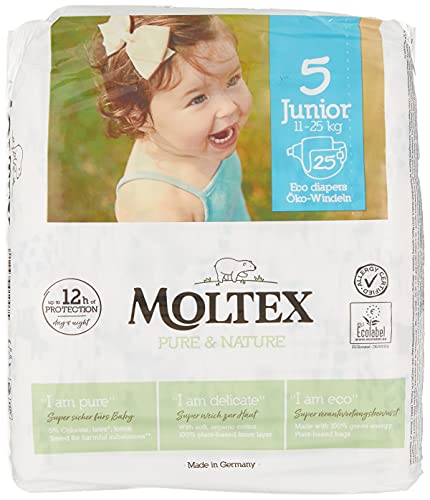 Moltex Pure & Nature - Pañales (talla 5), color blanco
