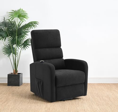 Sillón reclinable negro con almacenamiento lateral miniatura 2