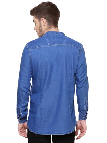 Image of Kuons Avenue Men's Denim Casual Short Kurta | Mandarin Collar | Full Sleeves | Tailored Fit- Stylish Ethnic Wear