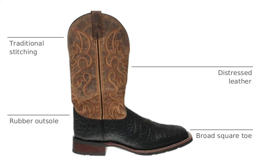 Image of Laredo Mens Montana Embroidered Square Toe Pull On Casual Boots Mid Calf - Brown