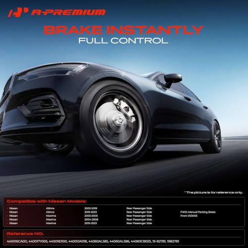 Image of A-Premium Brake Caliper Assembly Compatible with Altima 2002-2006 2013-2018 Maxima 2003-2007 2019 Rear Passenger Side | Compatible with Select Nissan Models - Altima 2002-2006 2013-2018 Maxima 2003-2007 2019 - Rear Passenger Side