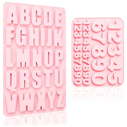 2 Piezas Molde de Silicona Números, Molde de Silicona con Letra Inglesa, Moldes de Silicona de números de Letras, moldes de silicona con números 3D, para decoración de tartas de cumpleaños símbolos