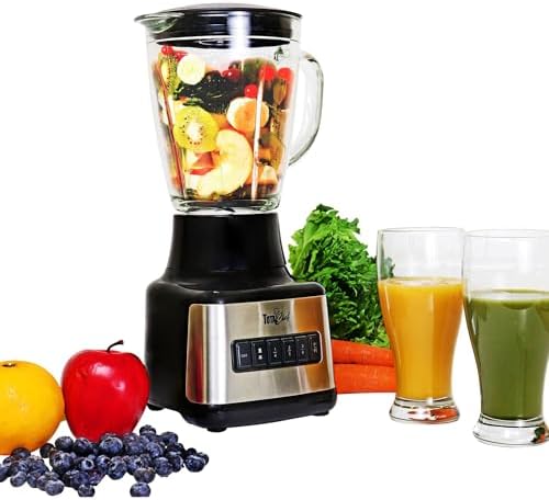 Total Chef Countertop Blender - Electric Mixer, Frozen Smoothie, Shakes, Milkshake, Puree Maker, mixer Grinder Kitchen Appliance With 6 Speed & Pulse Function, Dishwasher Safe Glass Pitcher, Black