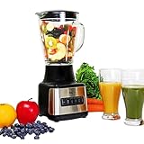 Total Chef Countertop Blender – Electric Mixer for Smoothies, Ice Crush & Pulse Function, Heavy Duty Glass Pitcher licuadora With 6 Speed, Kitchen Appliance, Dishwasher-Safe Jar, Black