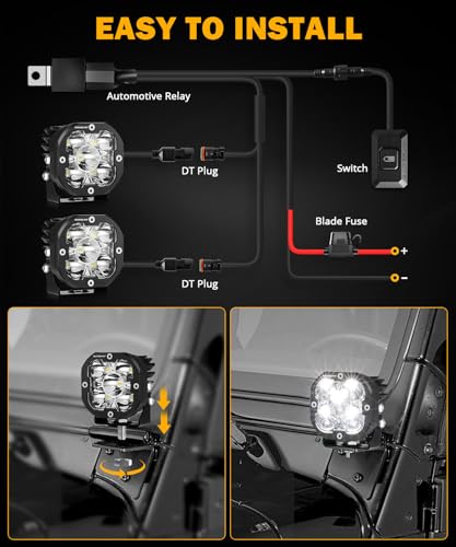 Image of Auxbeam XP-Ultra Series 3 Inch LED Pods 9600LM Spot Beam Offroad Lights | 80W Output, 30 Focused Spot Beam, Amber White Covers Ditch Lights, Auxiliary Off-Road Light, for Trucks Jeep 4x4 ATV UTV SUV
