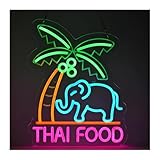 RONGCH Néon Enseignes lumineuses Decor Panneau Néon THAI FOOD USB À Intensité Variable Pour Cuisine, Restaurant Thaïlandais, Signalisation Commerciale, Magasin D'alimentation D'Asie Du Sud-Est