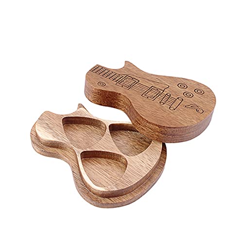 Yardwe 1Pc Wooden Guitar Pick Storage Box Practical Guitar Pick Holder Case for Travel Smooth Polished Finish Light Brown Suitable for Guitars and Ukuleles Present for Music Lovers