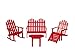 Dolls House Red Patio Set Adirondack Miniature Wooden Garden Furniture 1:12