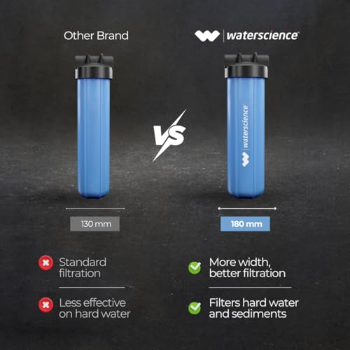 Image of WaterScience RIO Two Stage 20-Inch Hard Water Filter For Tank | Main Line Whole House Filter | Wall /Floor Mount | Applicable For 2BHK Homes With High Sediment | 2Y Warranty,Sedimentation