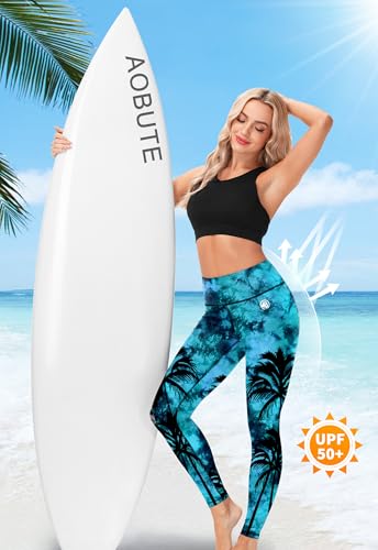 Image of AOBUTE Women Swim Pants UPF 50+ Rash Guard Pants High Waisted Swimming Leggings