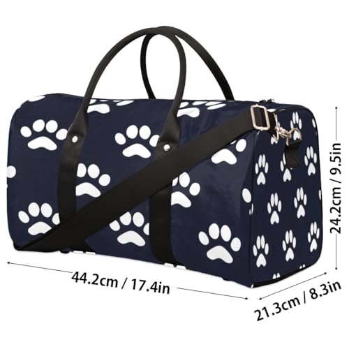 Dog Bones Paw Travel Duffle Bag, Sports Gym Bags for Women Men, Carry On Weekender Overnight Bag, Dog Paws Workout Hospital Airplane Trips Bag4