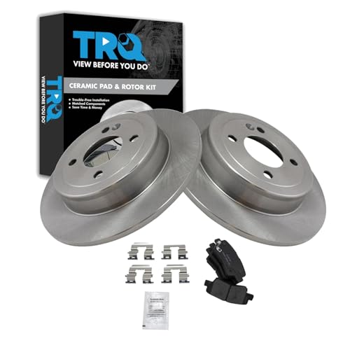 Image of TRQ Rear Brake Pad and Rotor Set Ceramic Compatible with 2012-2017 Hyundai Accent Kia Rio