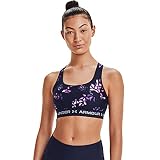 Under Armour Women's Crossback Mid Printed Bra , Midnight Navy (410)/Purple Tint , X-Small