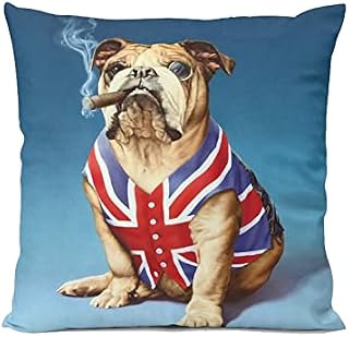 British Union Jack UK Bulldog Home Bedroom Cushion Pillow Covers Sofa Couch Decorative Square Throw Pillow Case 18x18 In