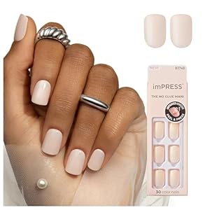 KISS imPRESS No Glue Mani Press On Nails, Color, ‘Point Pink’, Pink, Short Size, Squoval Shape, Includes 30 Nails, Prep Pad, Instructions Sheet, 1 Manicure Stick, 1 Mini File