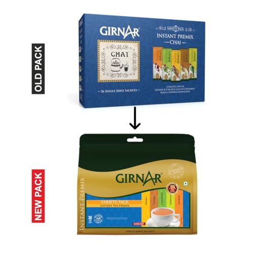 Girnar Instant Premix Chai - Variety Pack (36 Sachets)
