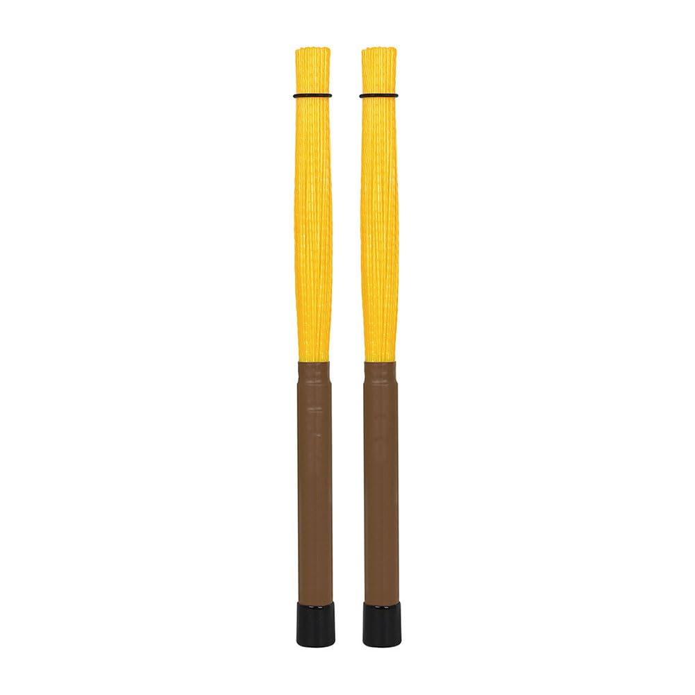 Cepillos de tambor, profesional, ondulado, cajón, jazz, tambor, cepillo, barra, percusión, piezas de nailon, colorido (amarillo marrón)
