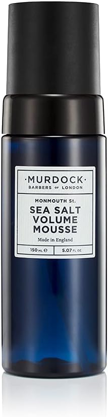 Murdock London Sea Salt Volume Hair Mousse for Men – Adds Natural Volume & Hold for Fine or Thinning Hair – Non-Sticky, Matte Finish Mousse for Hair Styling – Vegan Formula (5.07 fl. oz.)