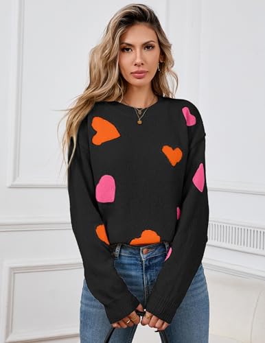 Image of Libsorge Womens Valentine Heart Sweater 2026 Valentines Day Trendy Cute Oversized Long Sleeve Pullover Sweaters