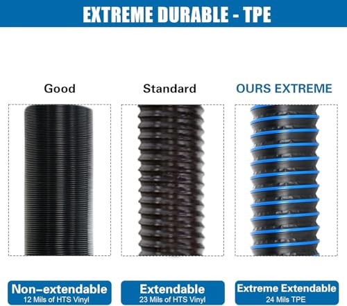 Image of 15FT RV Sewer Hose with Bayonet Fittings and 4-in-1 Adapter Elbow | EXTREME Heavy Duty 24 Mil, TPE Material, Abrasion Resistance and Crush Protection, Blue