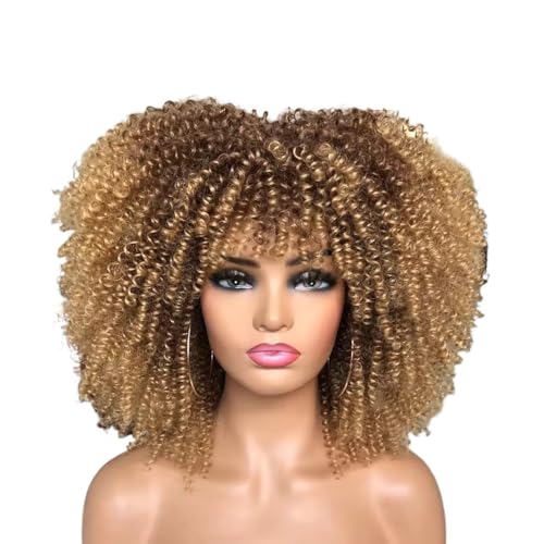 Perruque Afro bouclée avec frange courte crépue bouclée ondulé frisé femmes