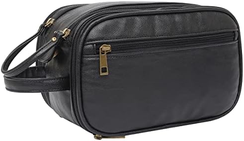 Ynport PU Leather Toiletry Bag for Men Travel Shaving Dopp Kit-Large Cosmetic Bags Unisex Toiletries Bathroom Organizer Accessories Organizer(Black) 1 Ynport PU Leather Toiletry Bag for Men Travel Shaving Dopp Kit-Large Cosmetic Bags Unisex Toiletries Bathroom Organizer Accessories Organizer(Black)