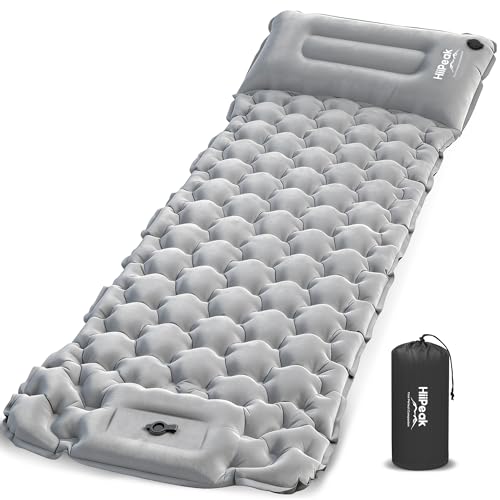 Image of HiiPeak Camping Sleeping Pad, Suede Top Camping Mat with Pillow, Built-in Foot Pump Inflatable Sleeping Pads Compact for Camping Backpacking Hiking Traveling Tent