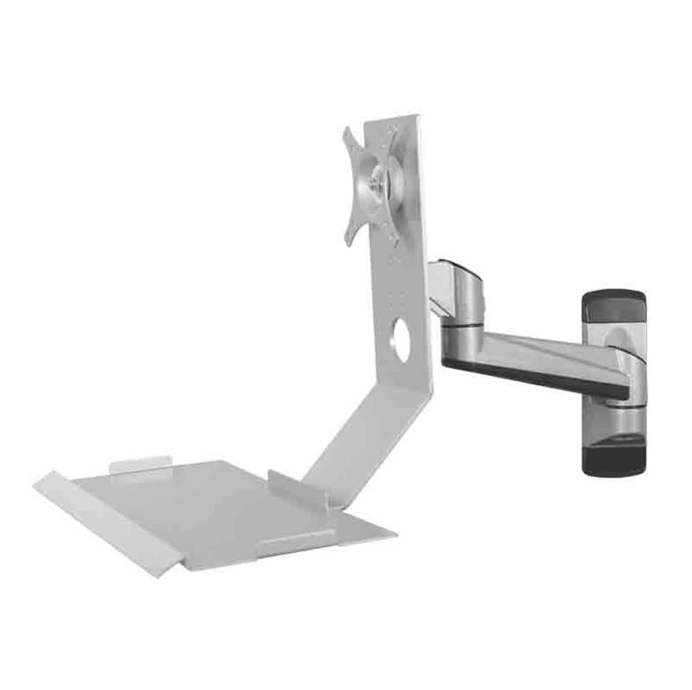 Supporto per monitor Single Arm Silver Color Monitor Stand with Plain Tray Foldable 90° Screen Supporto per monitor da scrivania