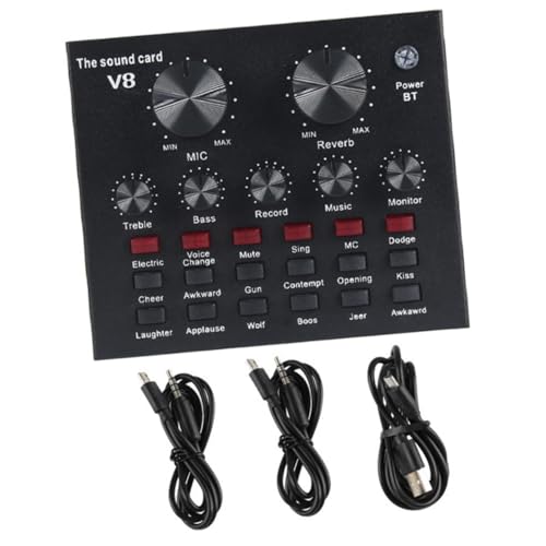 BESPORTBLE 1 Set Live Sound Card with Condenser Microphone Intelligent Noise Reduction Electronic Tone Options for Home Recording and Streaming