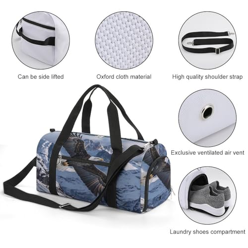 Flying Bald Eagle Gym Bag Duffle Bag for Travel Lightweight Carry On Tote Weekender Bags for Women Men3