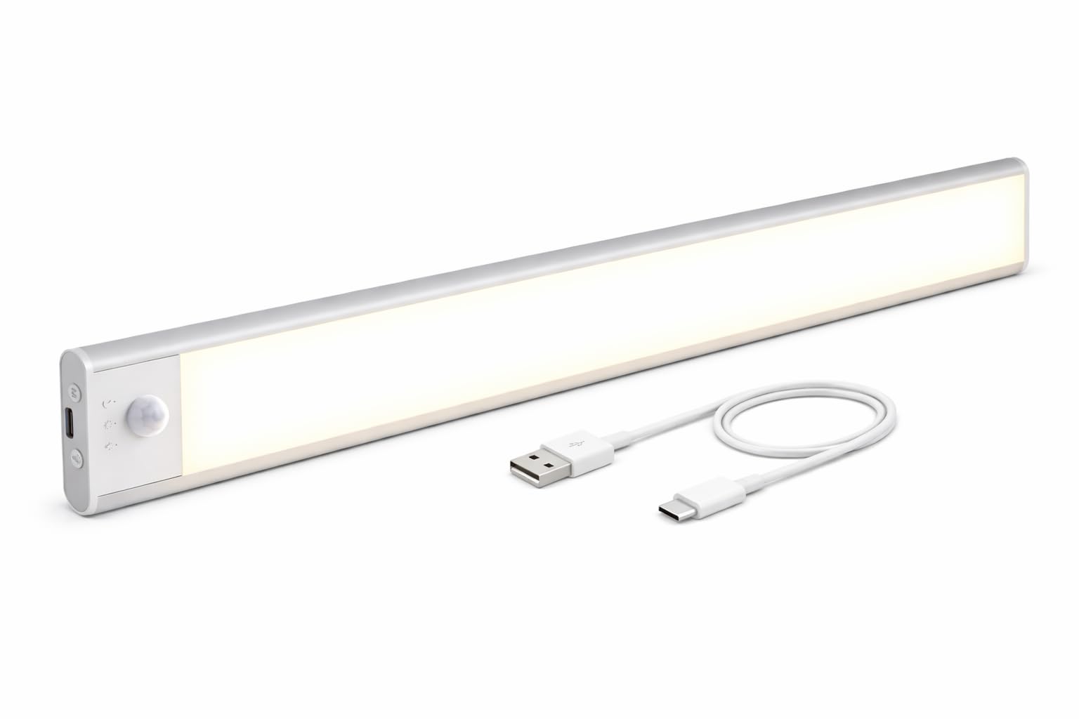 40cm LED Under Cabinet Kitchen Lights, Rechargeable USB-C, Dimmable Brightness, Motion Sensor Lights Indoor with Magnetic Installation, Cupboard Wardrobe Led Lights Warm White