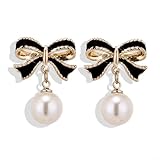 Pendientes de gota de perlas esmaltadas plateadas en material de aleación, minimalistas, ligeros, adecuados para el uso diario (DH (puntas para las orejas))