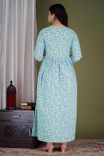 Image of Maternity Feeding Kurtis for Women Cotton - Zip Access Nursing Dress | Comfortable Pregnancy Wear | Stylish Feeding Kurti | Soft Cotton Maternity Dresses for Womens