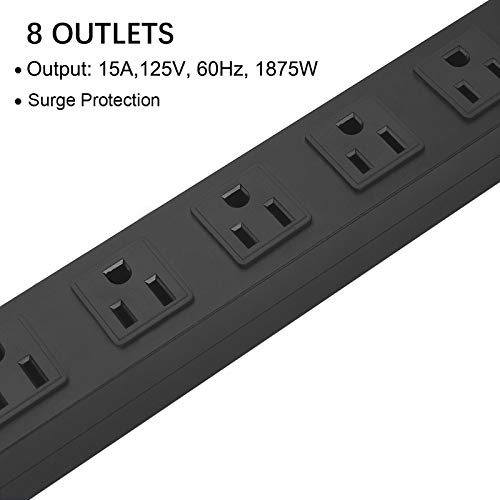 Metal 8 Outlet Mountable Power Strip, Wall Mount Outlet Power Str