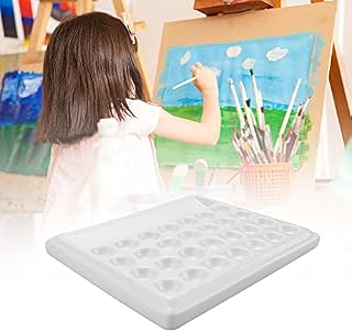 DECARETA Painter Palette,Ceramic Painter Palette,Art Palettes with 28 Holes,White Artist Palettes,Ceramic Artist Paint Palette for Watercolour Gouache Acrylic Oil Painting