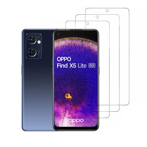 SRSRROP 3 Piezas Cristal Templado Protecto para Oppo Find X5 Lite 5G (6.7'), Protector de Pantalla, Dureza 9H, Anti Arañazos,HD Transparente