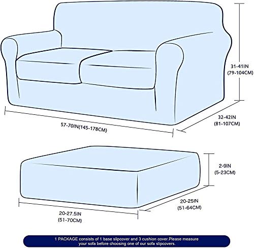 Separate Cushion Sofa Slipcover,Jacquard Damask Fabric Living Room Couch Protector,Elegant Durable Spandex Stretch Fabric Furniture Cover,Good Choice For Families(Grayish Blue,2 Seater(145-180Cm)) #TOP2