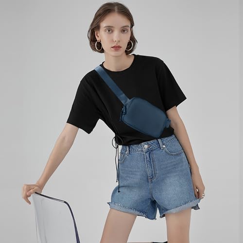 Image of Belt Bag for Women Two-Way Zipper Fanny Pack Crossbody Bags for Women Fashion Waist Packs Cross Body Fanny Pack with Adjustable Strap Gifts for Teen Girls (Navy)