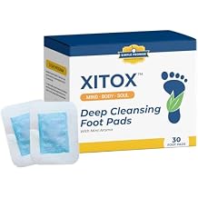 Simple Promise Xitox Foot Pads, Herbal Foot Patches for Nighttime Routine, Rejuvenates Your Body for Restful Sleep, Contains Bamboo Vinegar & Tourmaline, Easy Adhesive Application, 30 Count