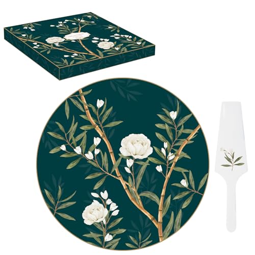 COFFRET PLAT A TARTE Ø 32CM AVEC PELLE EN PORCELAINE ROYAL PEONIES