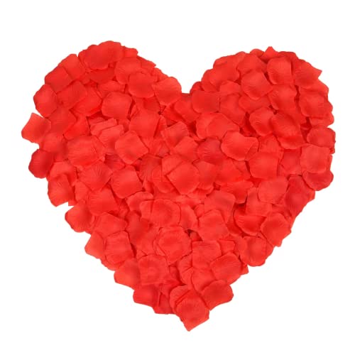 BonTiady Packung mit 3500 roten Rosenblättern, künstliche Rosenblätter, Valentinstag, Jubiläen, künstliche Blumen, Hochzeit, Geburtstagsfeier Dekorationen, Alle romantischen Dekorationen. (rot) Cover