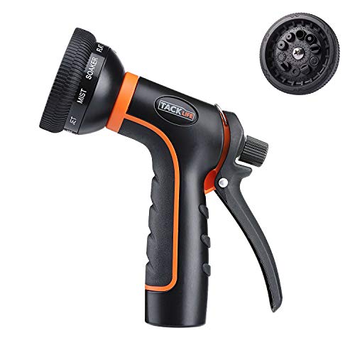 TACKLIFE Garden Hose Nozzle, Heavy Duty 10 Pattern Sturdy Metal housing Hand Sprayer - Zinc Alloy Ma - //coolthings.us