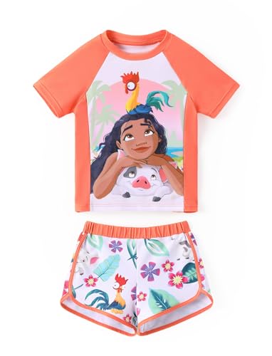 Disney Princess Moana Toddler Girls Two Piece UPF 50+ Protection Tankini Bathing Suits Sports Beach Rash Guard Swimwear Orange