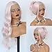 Conkolar Pink Lace Front Wig Long Wavy Wigs for Women Glueless HD Pre Plucked Synthetic Loose Curly Wear And Go Lace Front Wig For Cosplay Party Light Pink Wig With Natural Hairline For Women 24inch