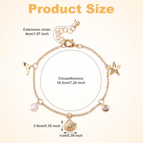 Shell Starfish Bracelet, Boho Adjustable Seashell Bracelet Gold Summer Beach Personalized Summer Jewelry Pretty Accessory for Women2