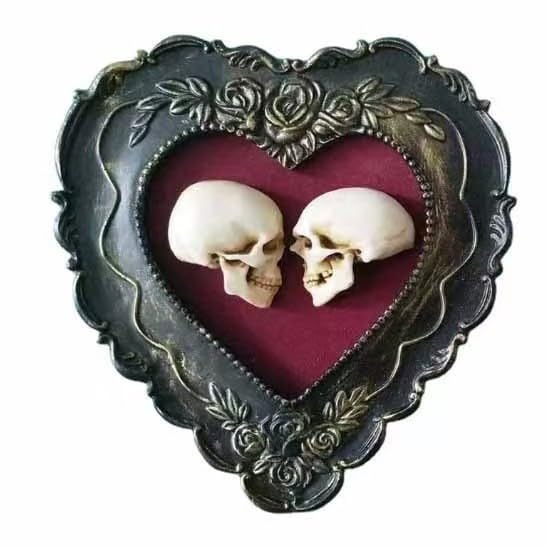 Estatua Calavera Amor Resina Bronce para Decoración Hogar
