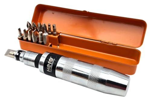 HERO Profi Handschlagschrauber 14-Teiliger Schraubenlöser Satz 1/2' Schlagschraubendreher Schlagschrauber rechts & links Schrauber Steckbare Bits Bit Schlitz Kreuzschlitz Sechskant Hammerbetätigung