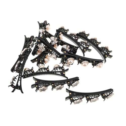 Beaupretty 12pièces Pins à Cheveux Courts Forme de Bec de Canard Tressés avec Strass Scintillants Barrettes pour Femmes et Filles Accessoires pour Cheveux Fantaisie Pince Papillote