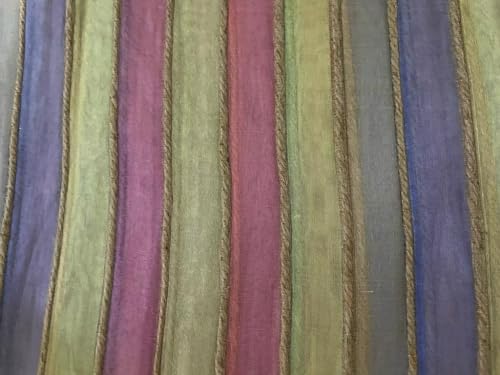 Organza Silk Fabric Multi Color Stripe selvidge to selvidge Vertical 44" Wide with Jute Rope [9809]3