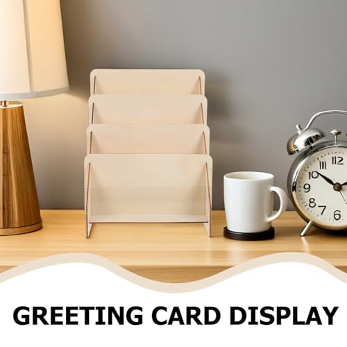 Soporte de madera premium BAZEITFLOW: estante expositor elegante para tarjetas 4